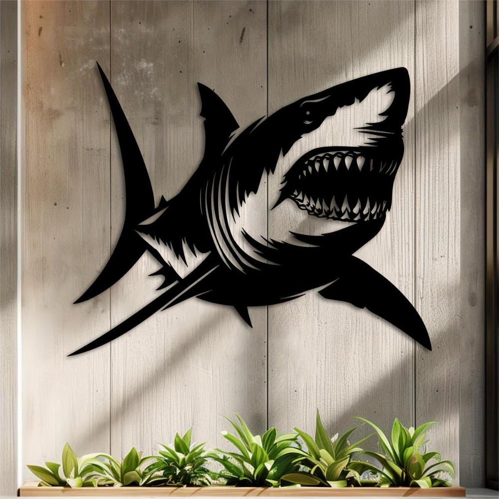 

Metal Shark Wall Art Sculpture Indoor Outdoor Decor Gift