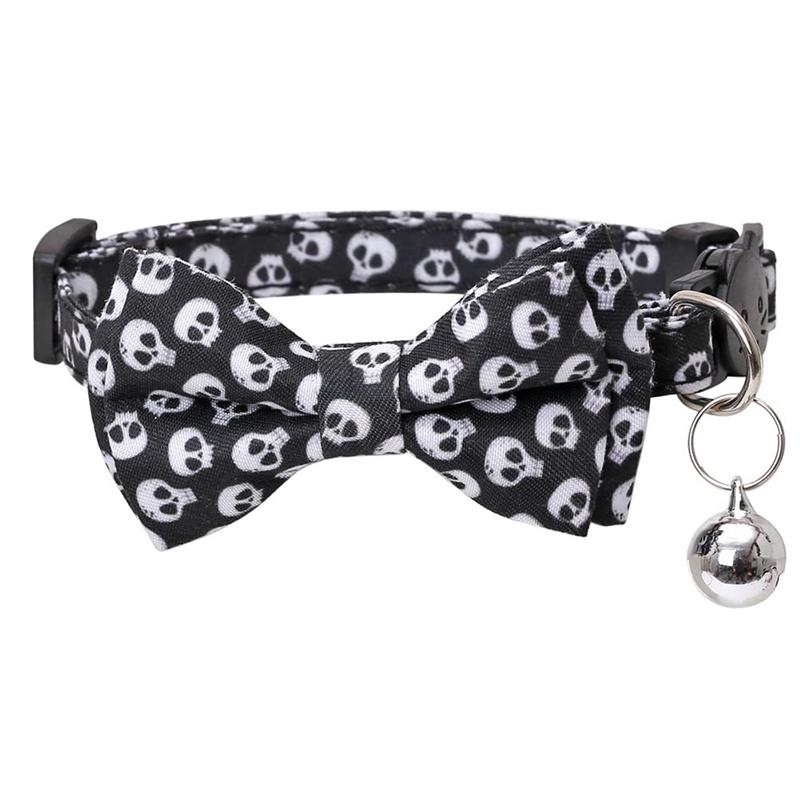 Halloween Pet Bow Tie Collar Elastic Adjustable Necktie with Bell Pendant Cat Dog Kitten Puppy Accessories Cat Harness