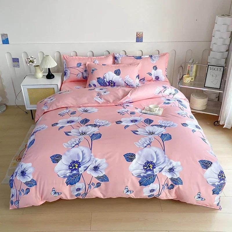 Romantic Peony Floral Duvet Cover Set Reversible Shabby Flower Comforter Cover with 2 Pillowcase Vintage Farmhouse Bedding Set