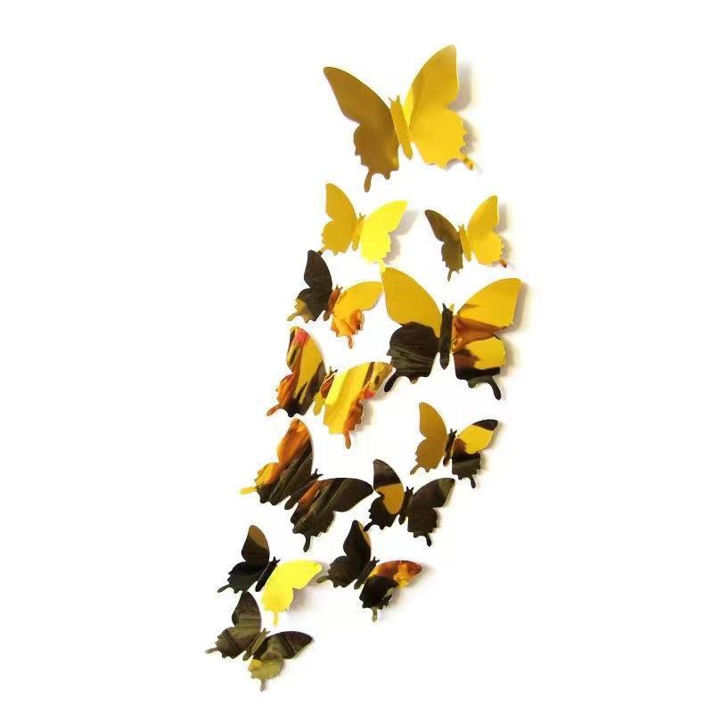 

3D Серебряная зеркальная наклейка на стену в виде бабочки для кафе, ресторанов и таверн