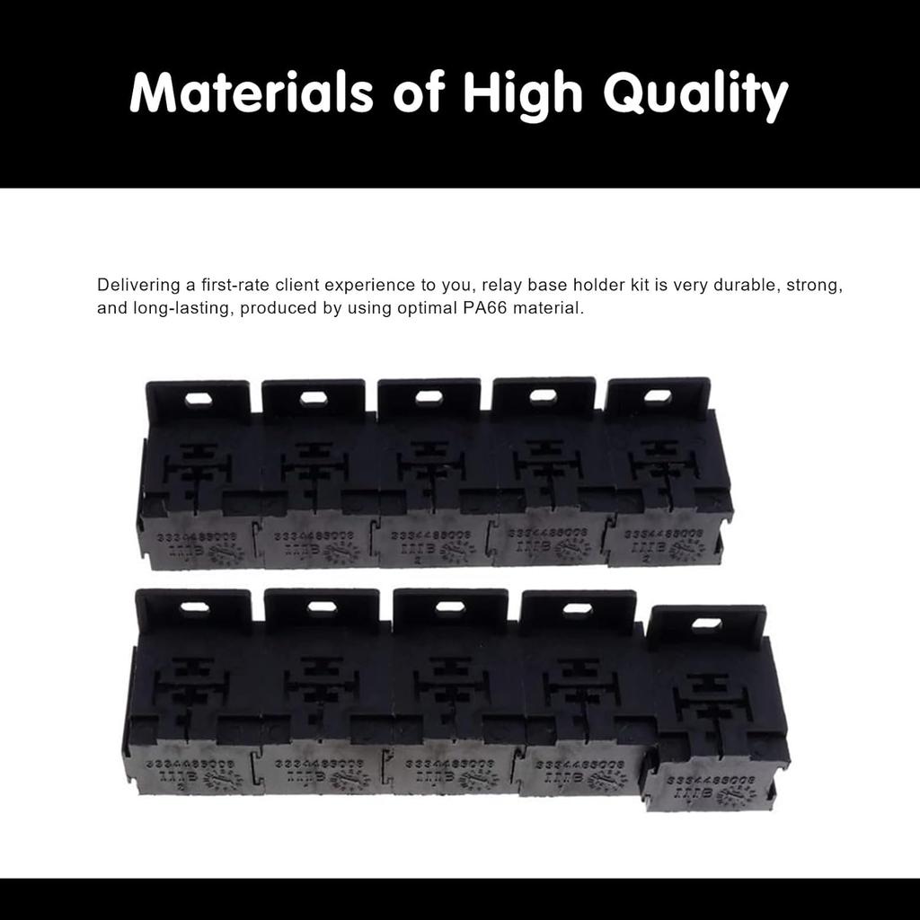 Packung-10 Relais Sockelhalter, 30-80A 5-Pin Buchsen mit 0,2 Zoll Klemmen-Kit, Universelles Ersatzzubehör für Automobile, für die meisten Autos, LKW