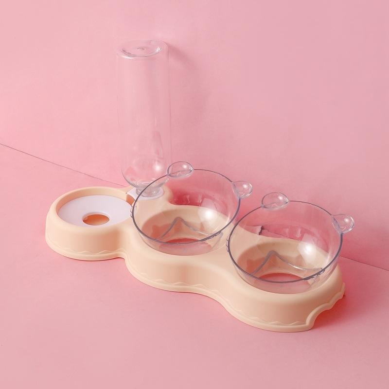 Automatischer Futterautomat für Katzen, Doppelnapf, 3-in-1-Wasserspender, Hundefutterbehälter, erhöhter Ständer, Futternapf für Haustiere, Sicherheit