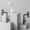 White Bathroom Sink Faucet Washbasin Faucet Pull Out Waterfall Stream 3 Way Sprayer Hot Cold Water Sink Mixer Wash Tap