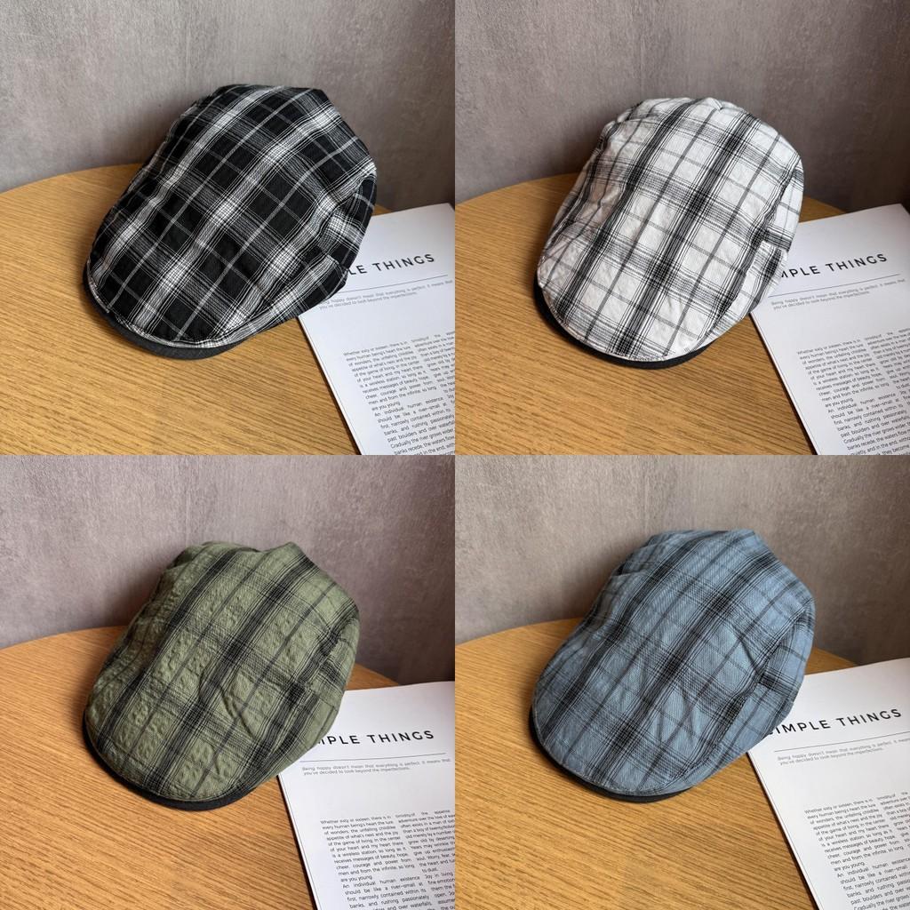 Vintage Plaid Forward Cap For Women Men Summer Sun Hat With Breathable Cotton Material