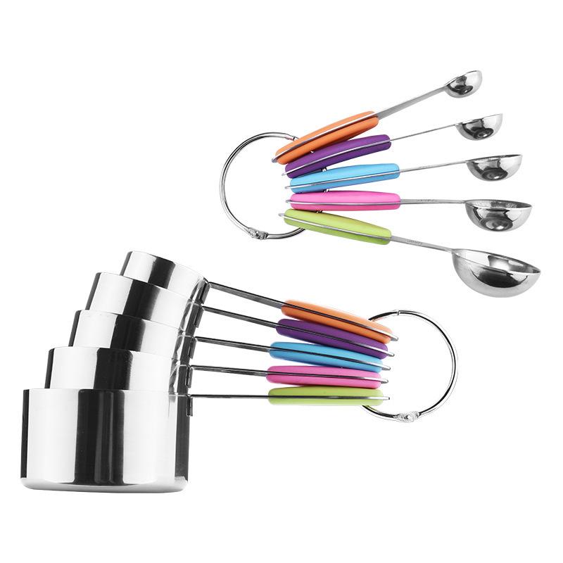"10-Piece Stainless Steel Measuring Cup & Spoon Set, Food Grade with Handle"