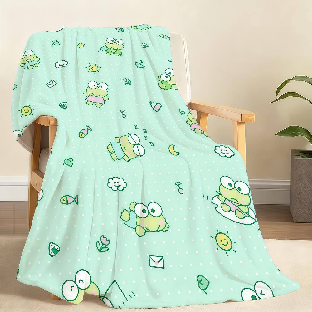 Kawaii K-Keroppi-I Chibi Blanket Soft Throw Blanket for Home Bedroom Bed Sofa Picnic Travel Office Rest Cover Blanket Gift
