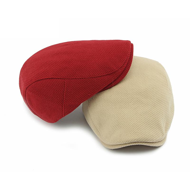 Woolen Hat Women's Autumn Winter Beret Peaked Cap Retro Paintsman's Hat Men's Solid Color Forward Hat