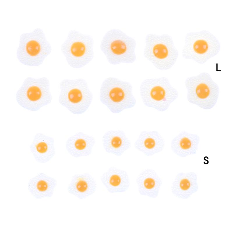 10Pcs 1:12 Dollhouse Miniature Resin Simulation Food Fried Eggs Poached Egg