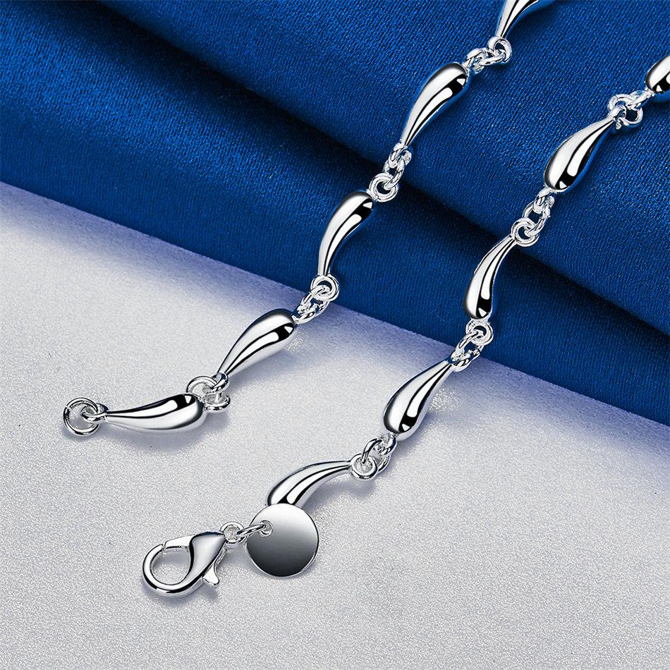 Elegant 925 Sterling Silver Teardrop Necklace for Women, Fashionable Party Wedding Gift Jewelry Accessories