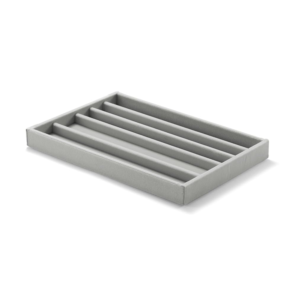 MUJI Stackable Velour Case for Necklaces / Acrylic Case, Gray, 235cm (W) x 155cm (D) x 25cm (H),