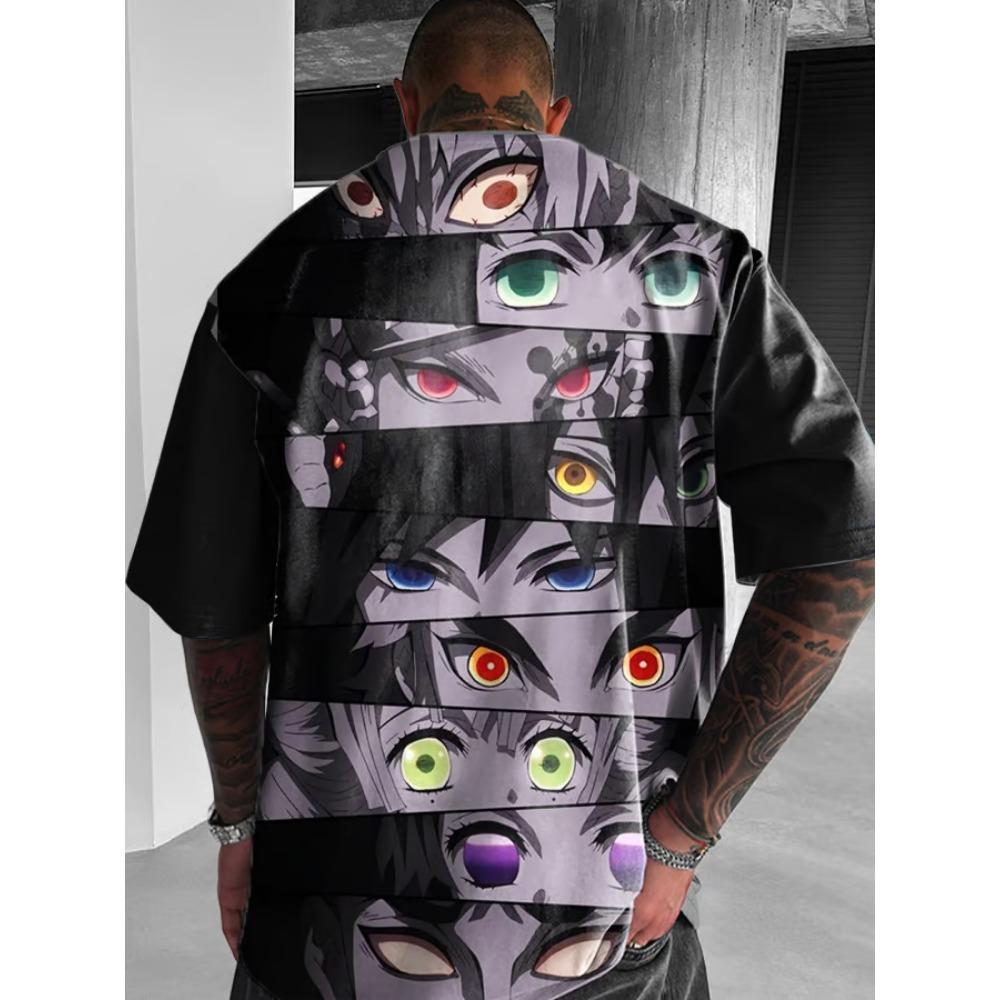 Men's fashion anime printed short sleeved T-shirt