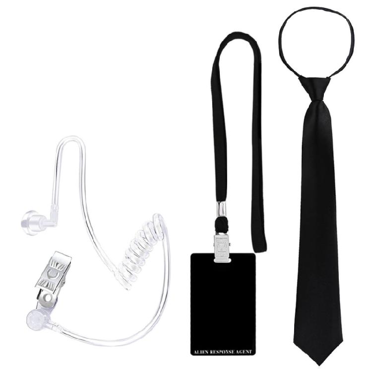 Halloween Secret Agent Costume With Earpiece Neck Tie And Black Glasses For Adult Children Role Play Halloween Dress Up