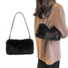 Trendy Plush Shoulder Tote Bag Great for Fashion Forward Women Perfect for Everyday Errands Travel Social Occasions  Black