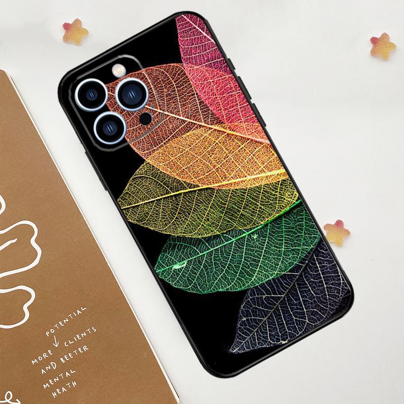 Colorful Leaves Phone Case For iPhone 17 Pro Max 14 13 12 11 15 16 Pro Max mini 16 Plus 16e 17 Air Funda