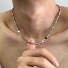 Collana Catena Cubana in Acciaio Titanio Cucita per Uomo Hip Hop Minimalista Gioielli per la Clavicola
