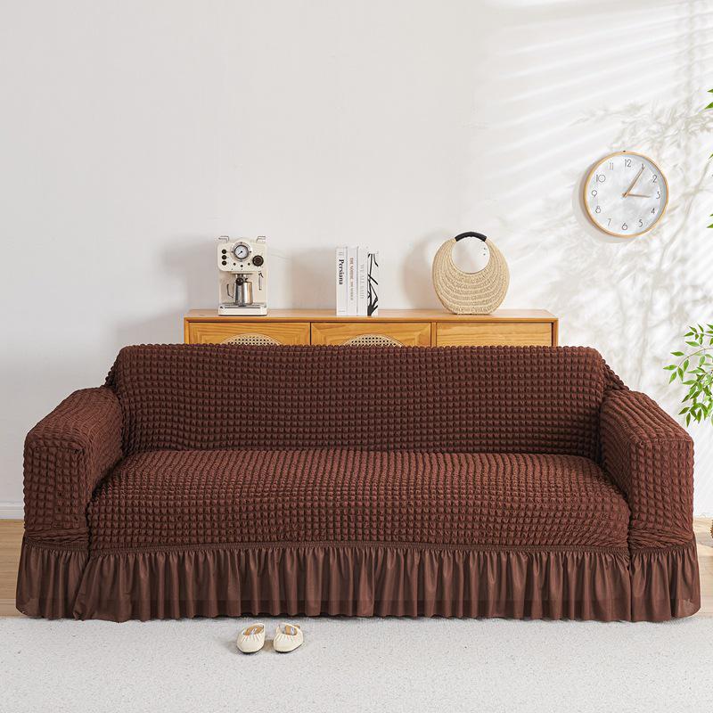 Four Seasons Wind Bubble Gauze Sofa Skirt, Thick & Fully Wrapped, High-End Elastic Cover for Lazy Person