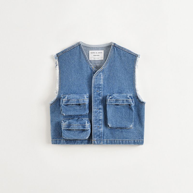 Mark Jenny Boys and Girls Multifunctional Pocket Denim Vest Children's Top 2026 Spring New Style 250066