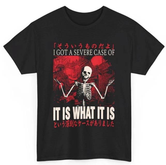 Что есть, то есть Футболка со скелетом | Винтажная японская графическая футболка | Смешной мем XL