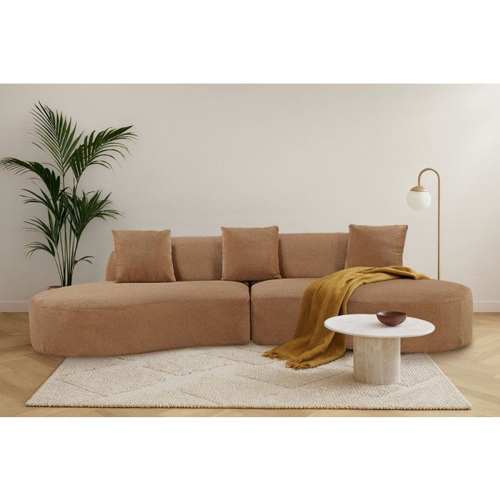 Modular Compressed Sofa - 4 Places - HARRY - Hazelnut Brown Fabric - 313 X 134 X 75 Cm