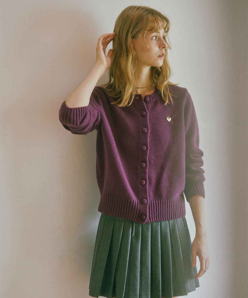 Seuneogeuyu Love Cashmere Wool Knit Cardigan_Purple_S M