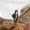 S925 Sterling Silver Natural Diopside Black Gold Bamboo Ring Niche Personalized Index Finger Ring Cold Feeling Sweet Cool Wind