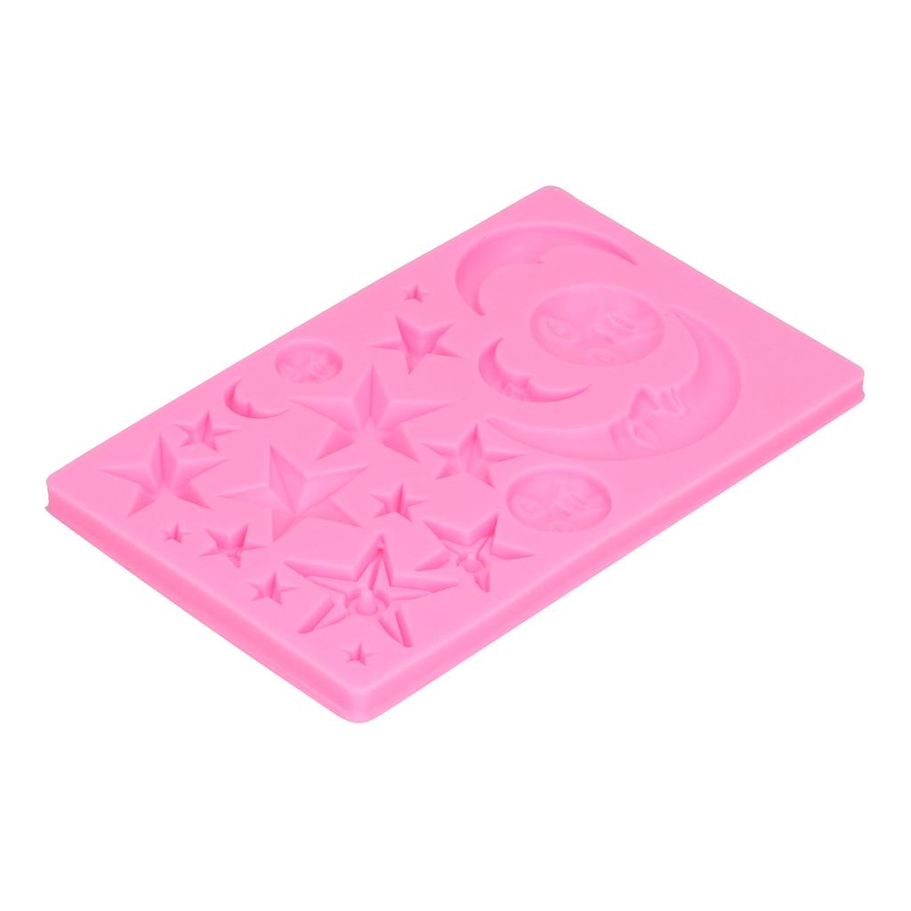 Star Moon Face Shape Mold Silicone Mold DIY Chocolate Cake Mould Baking Tool for Home BakeryPink