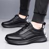 New Soft Soled Thick Bottom Business Shoes Mens Casual Leather Lightweight Sneakers Comfy Outdoor Antiskid Walking Shoes