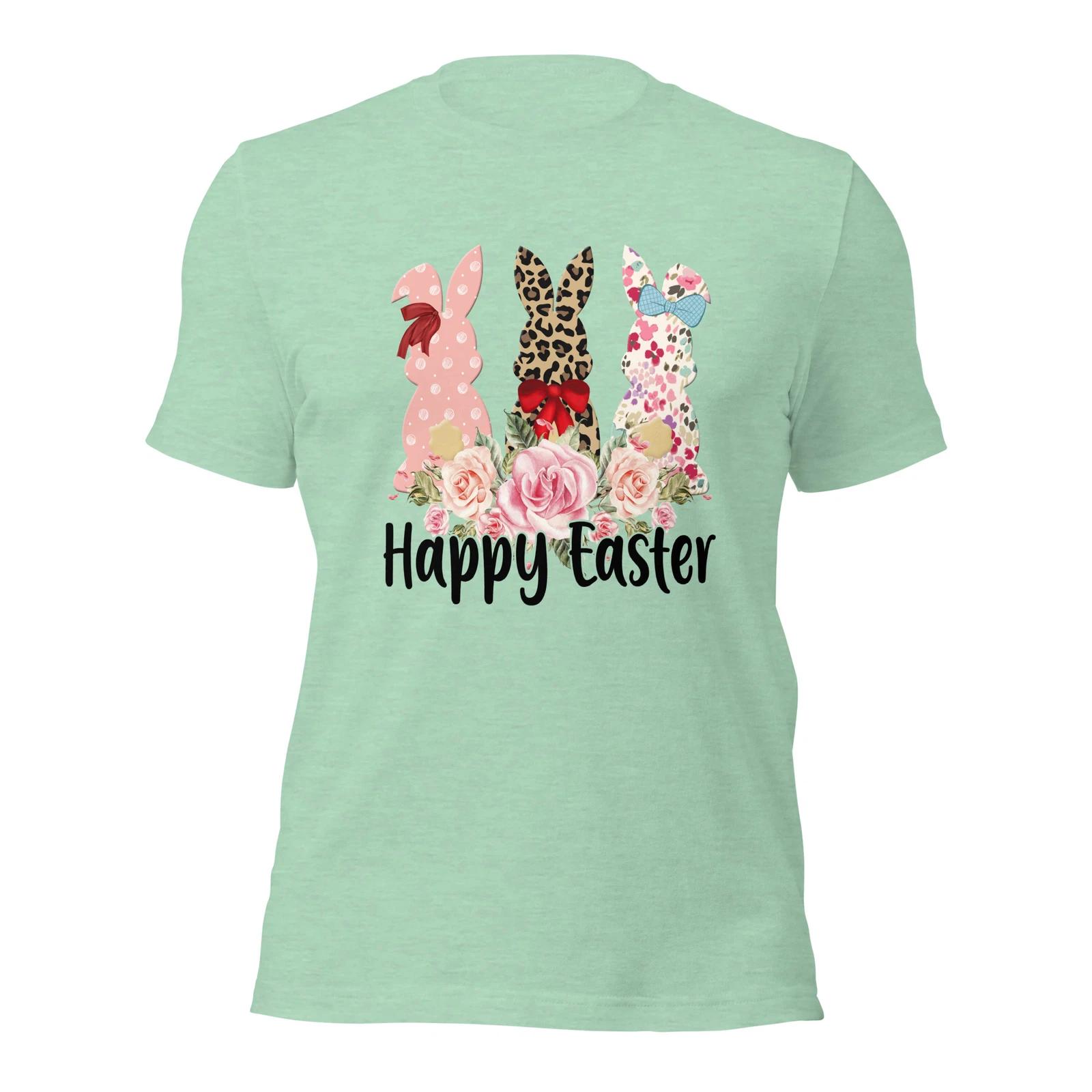 Easter Gifts | Happy Easter Shirt | Easter Tshirt | Floral Bunnies Shirt XL