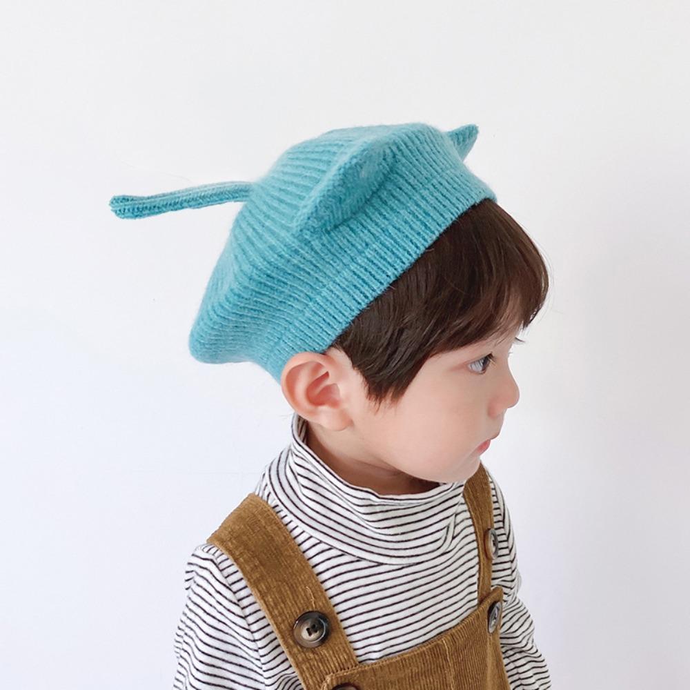 Solid Color Baby Beret Hat 1-6y Boys Girls Painter Hats Lovely Cat Ear Baby Hat Kids