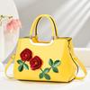 New Fashionable Large Capacity Single Shoulder Crossbody Bag with Painted Leather and Bright Flower finish