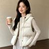 Down vest women's winter coat fluffy duck down women's outer wear design sense hooded vest vest Pinghu
