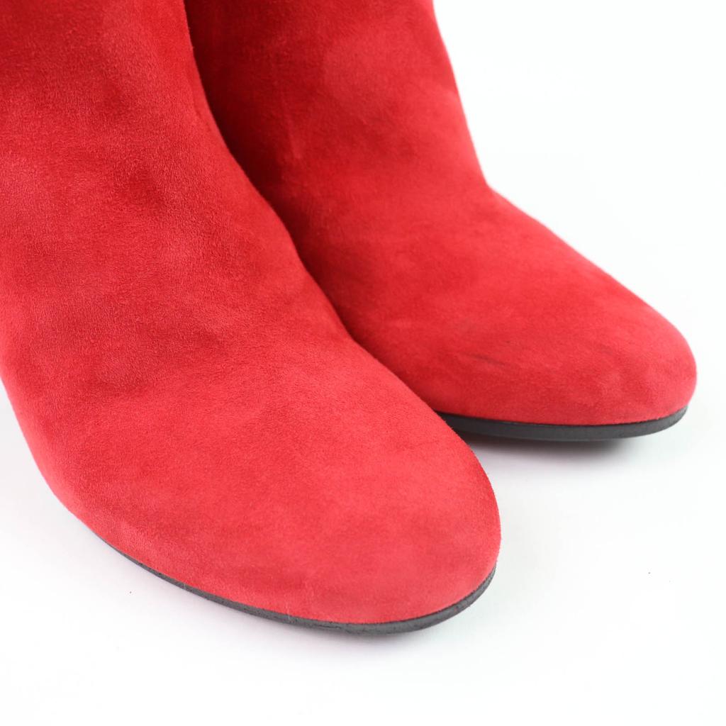 Hermes Short Boots JOUEUSE Kelly Metal Suede Leather Red Suede Leather 37.5 Used