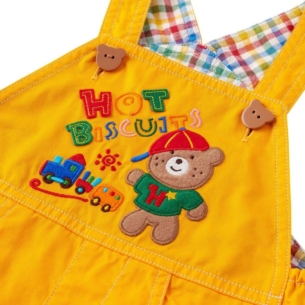 MIKIHOUSE HOT BISCUITS Boys and Size LL 6-Piece Overalls, Girls, Kids' Clothing, Yellow, (100-110cm), 72-3301-495