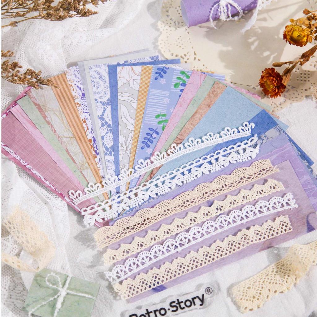RetroStory Romantic Lace Trim Collage & Journaling Base Decoration Pack for Ita Bag
