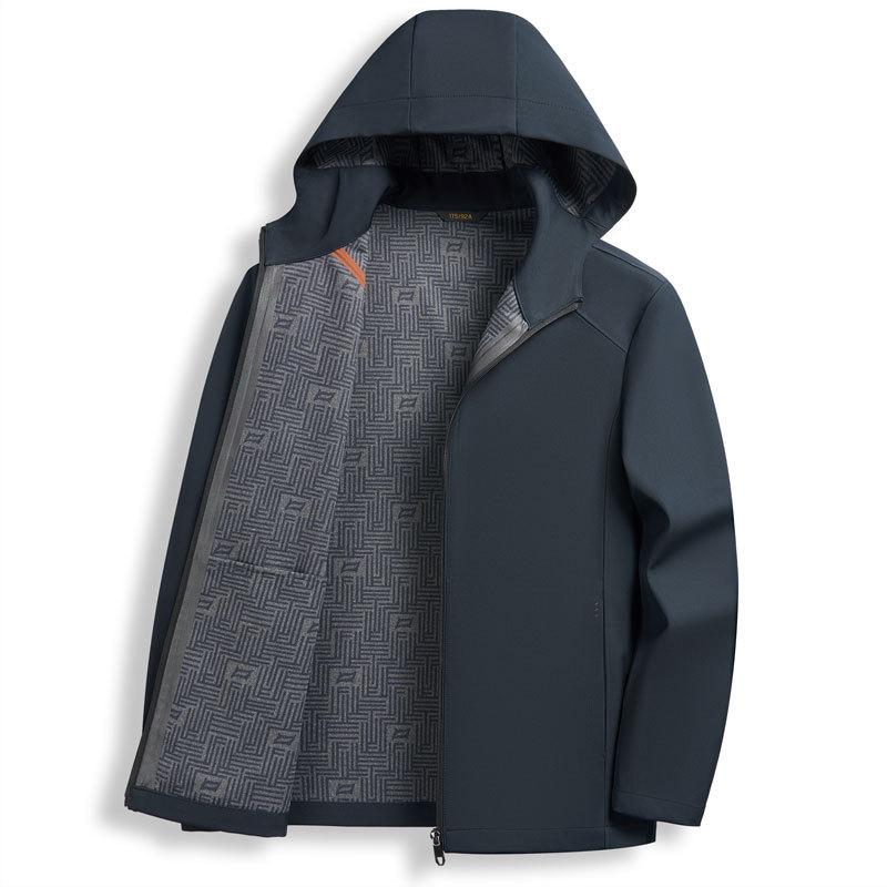 New Business Casual Jacket for Men Spring and Autumn Outdoor Sports Waterproof Thickened Windproof Hooded Men's Jacket