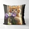 Spring Ginger Kitten Printed Pillow Covers For Home Decor Polyester Sofa  Cushion Cov Headboard Pillow (Without Pillow Core
