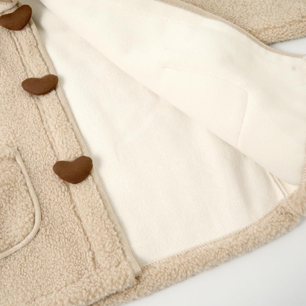 Miipat Boa Fluffy Boa Baby Leopard Solid Cute and Sizes Size Children's Girls' Jacket, Thick, Hooded, Fleece, Outerwear, Blouson, Print, Color,