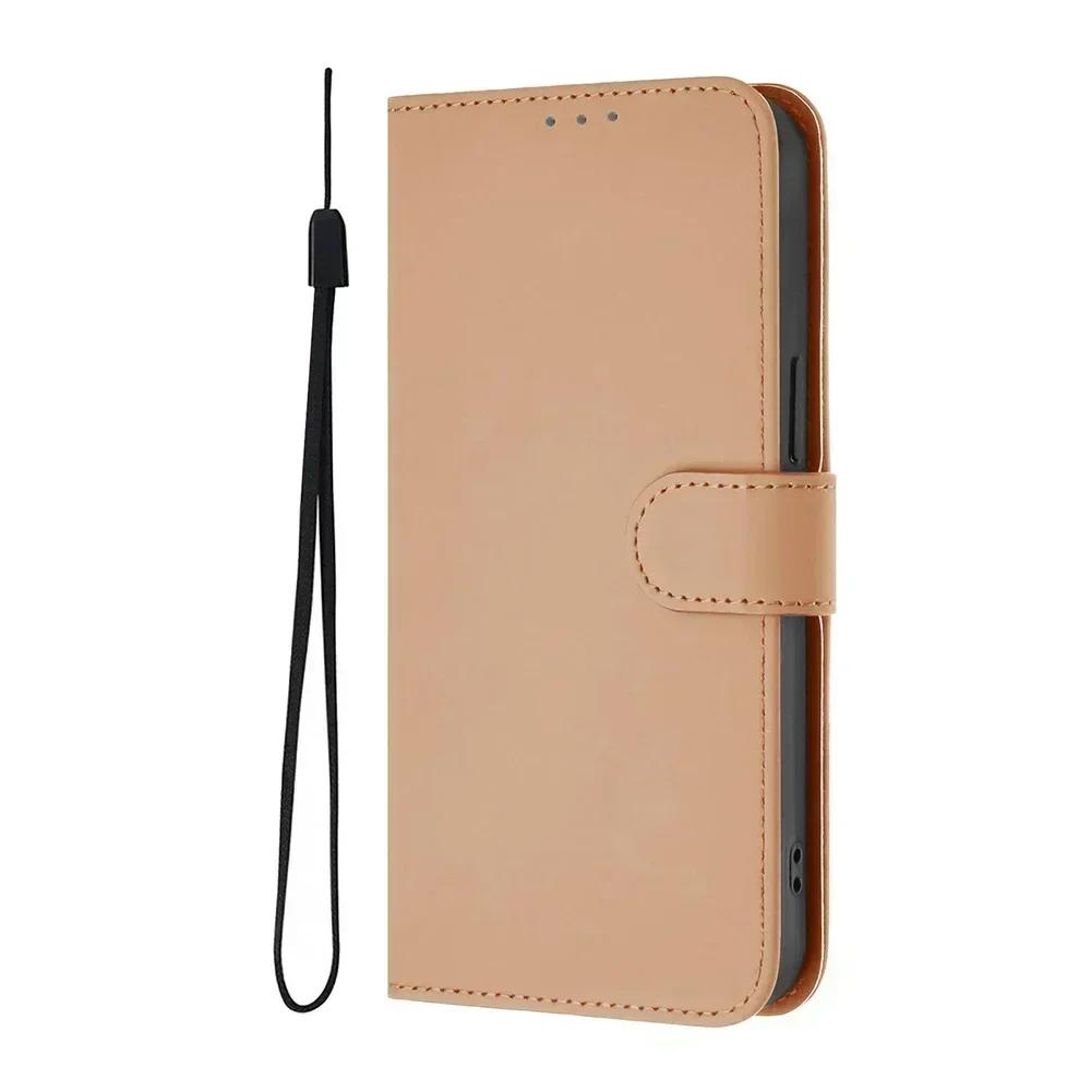 Solid Color Wallet Case for Google Pixel 9 Pro XL 8 8A 7 7A 6 6A 5A 4A Shockproof Kickstand Card Holder Strap Phone Cover Coque