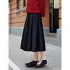 Annacou High-Intelligence Old Money Style Pleated Long Skirt
