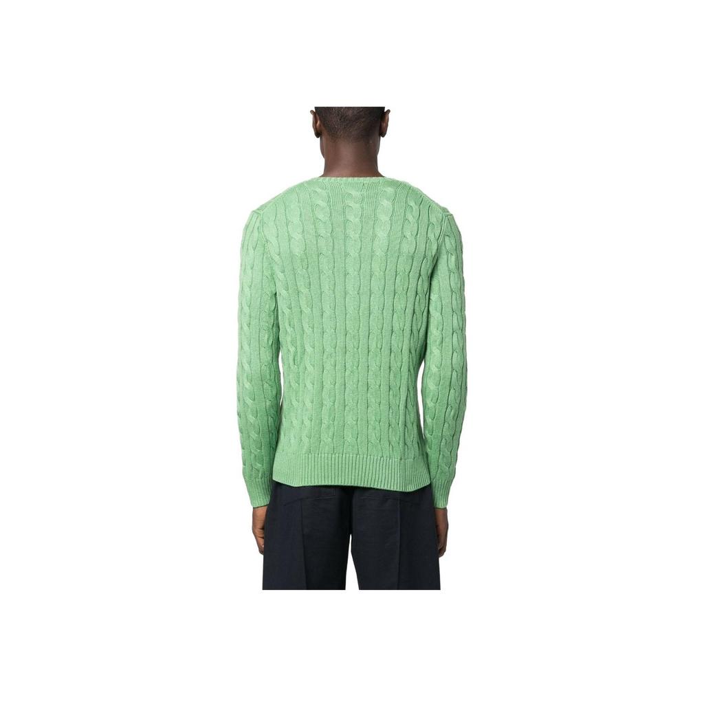 Polo Ralph Lauren Solid Color Logo Embroidered Cable Knit Crew Neck Sweater Men Sweater Green 710775885-052
