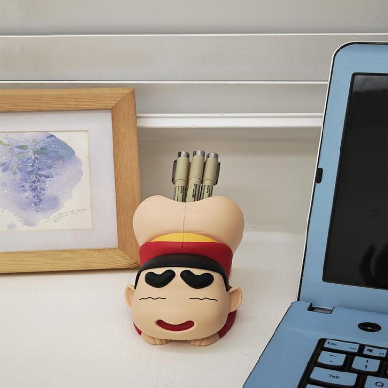 1 Piece Desktop Ornament  Crayon Shin Chan Anime Pen Holder Trendy Play Handmade Model Doll Children'S Birthday Gifts