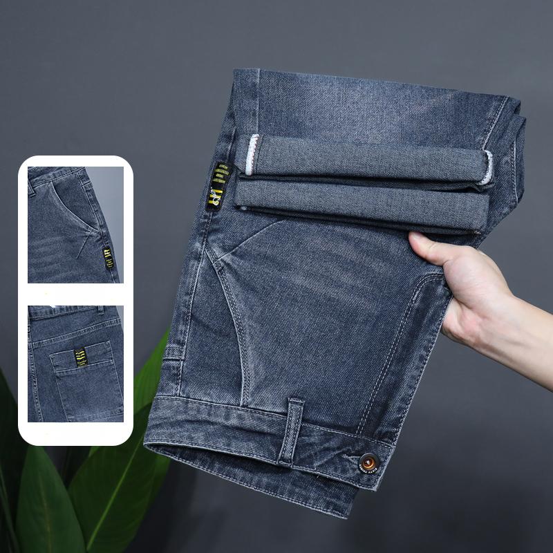 Men's Straight Casual Denim Shorts Simple Solid Color Slim Jeans Comfortable Breathable Short Pants Summer