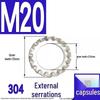 304 Stainless Steel External & Internal Tooth Lock Washer, Anti-Slip, Anti-Loosening, Size M6-M30