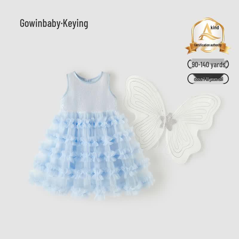 GOWINBABY Girls French Butterfly Princess Dress 130 синий