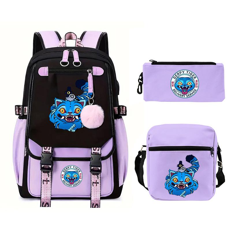 Animation Cartoon Printing High-Value Student School Bag Children'S Shoulder Backpack Pencil Bag Three-Piece Set