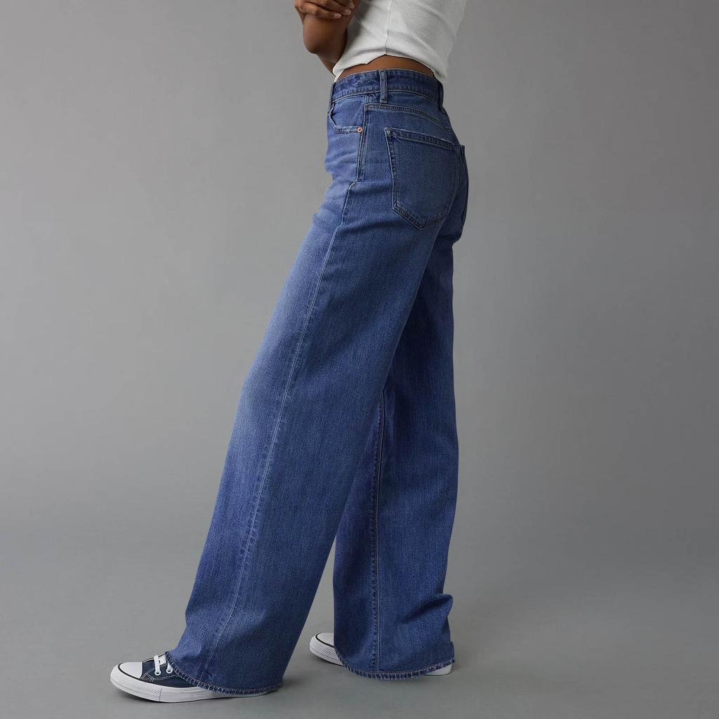 Womens High Waisted Jeans Stretchy Flared Straight Leg Loose Trendy Hem Denim Pants