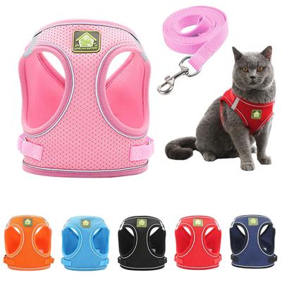Escape Proof Cat Vest Harness with Leash Adjustable Reflective Puppies Kitten Collar Vest Small Dog Breathable Harness Pet Leads