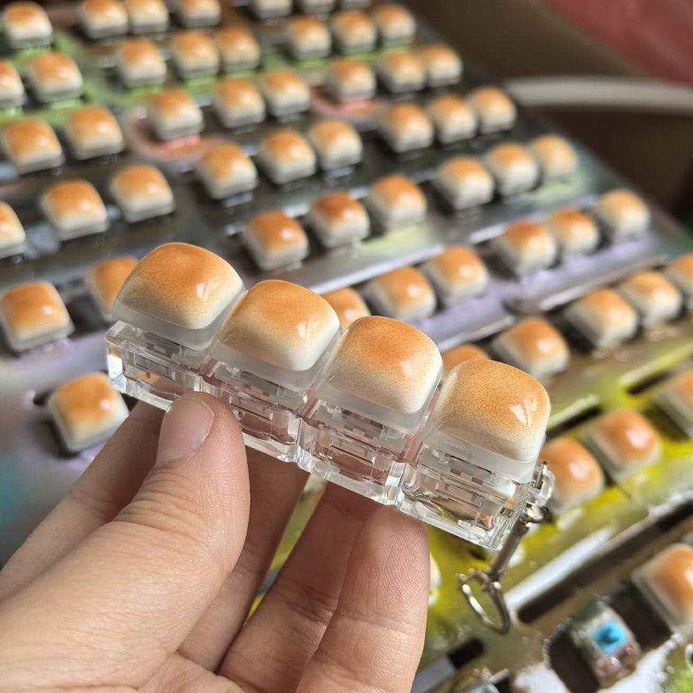 Push Button Anti-Stress Toy "Caramel Bread" Backpack Hanger, Plastic Finger Prank Office Toy