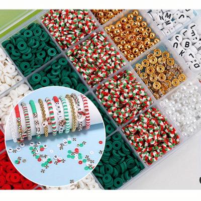 Schmuckherstellungsset im Weihnachtsstil, Natursteinperlen und Polymer-Tonperlen, Bastelzubehör