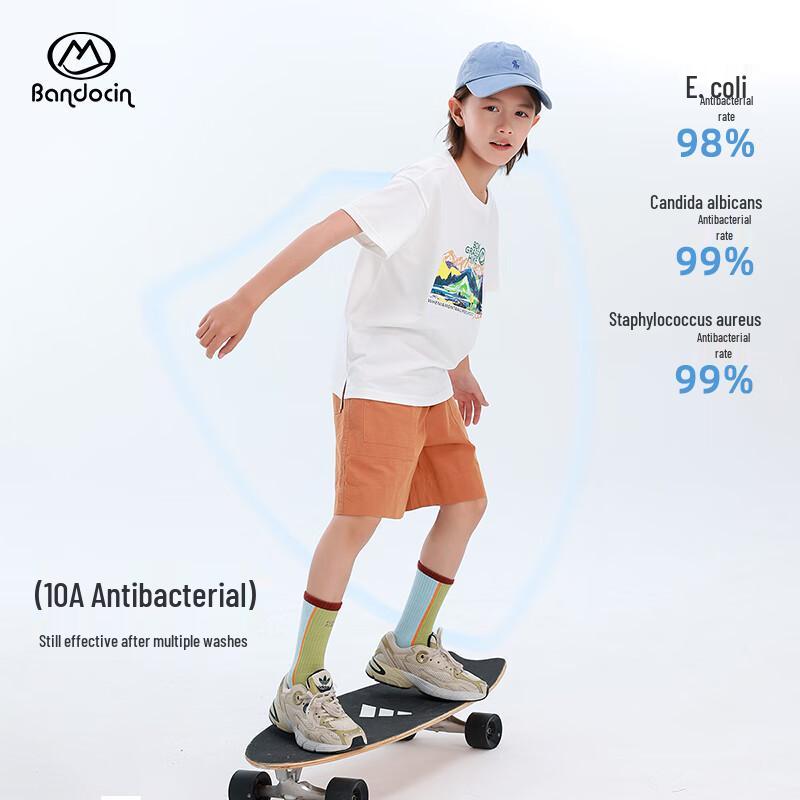

Ban Du Xian Girls 2025 Summer Antibacterial Breathable Sporty Short Sleeve T-Shirt 130